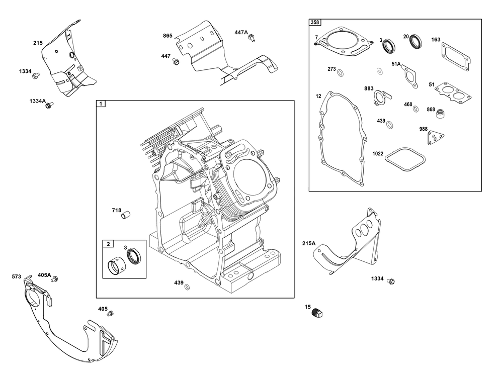 Cylinder Group Diagram and Parts List for 386447-3337-F1 200000 - 399999 Briggs and Stratton Engine